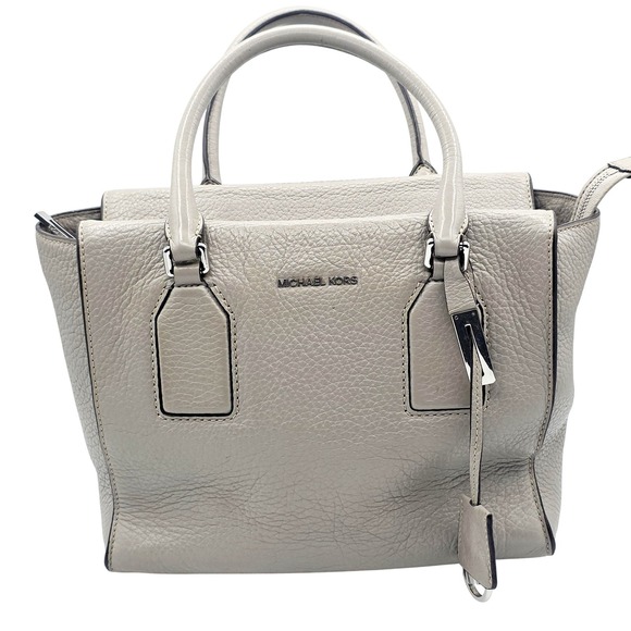 Michael Kors Handbags - Michael Michael Kors Junie Satchel Bag Womens Medium Gray Leather Handle Purse